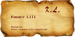 Kopacz Lili névjegykártya